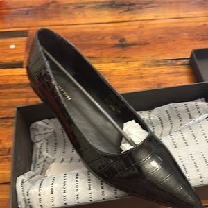 Fashion to Figure Black Croc Pointed Toe Flats Size 10 NIB
